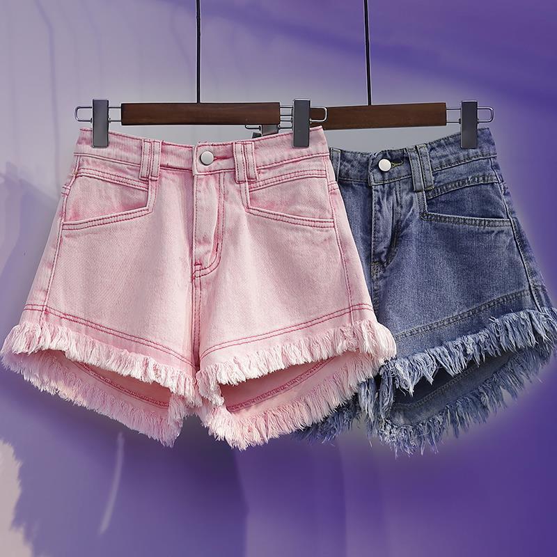 Quần Short Denim Lưng Cao Ống Rộng Size Lớn Cho Nữ