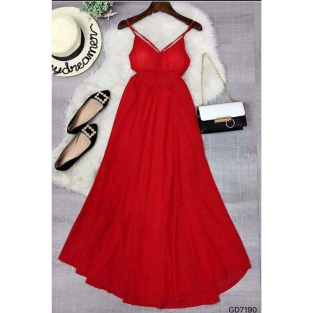 SIÊU RẺ ĐẸP Đầm maxi lưng đan vải voan rũ cực xinh