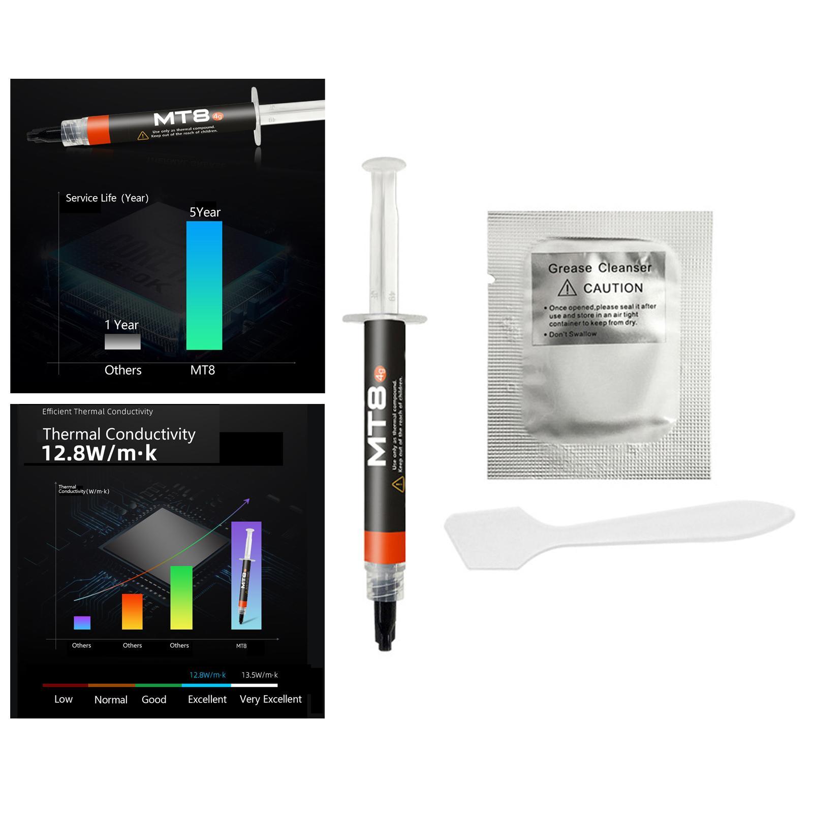 Thermal Compound Paste, 4G CPU GPU Cooler Heatsink Easy to Apply 12.8W/M·K for CPU