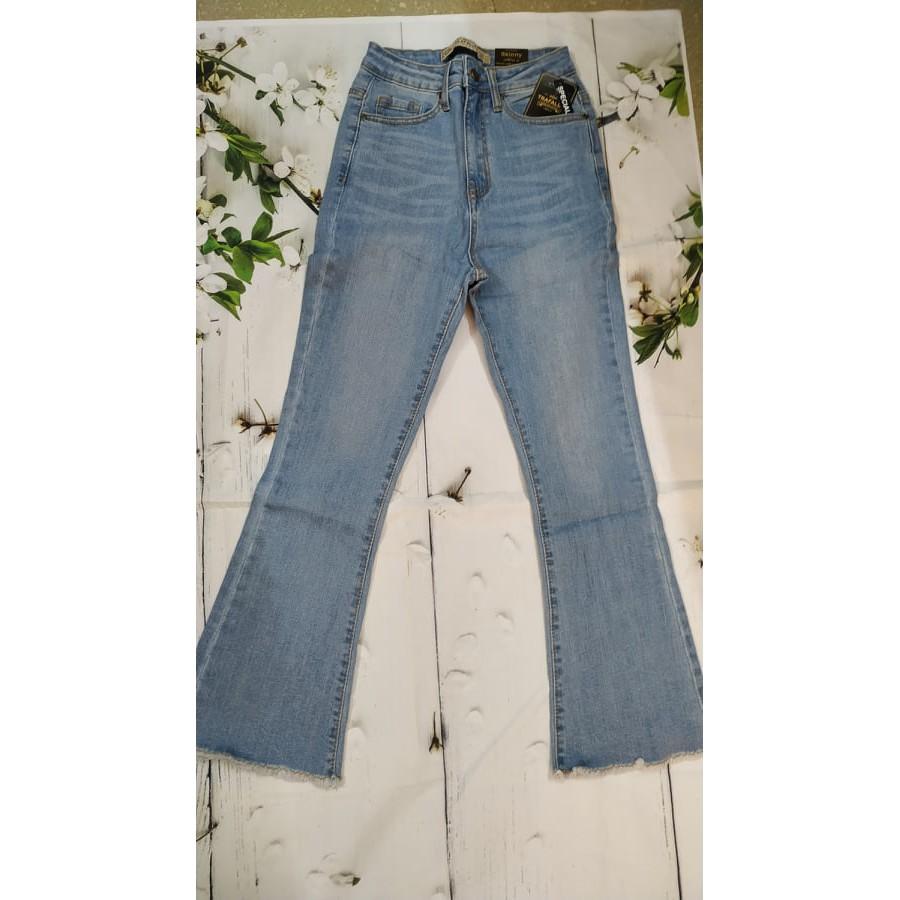 QUẦN JEANS XANH NHẠT NỮ ỐNG LOE