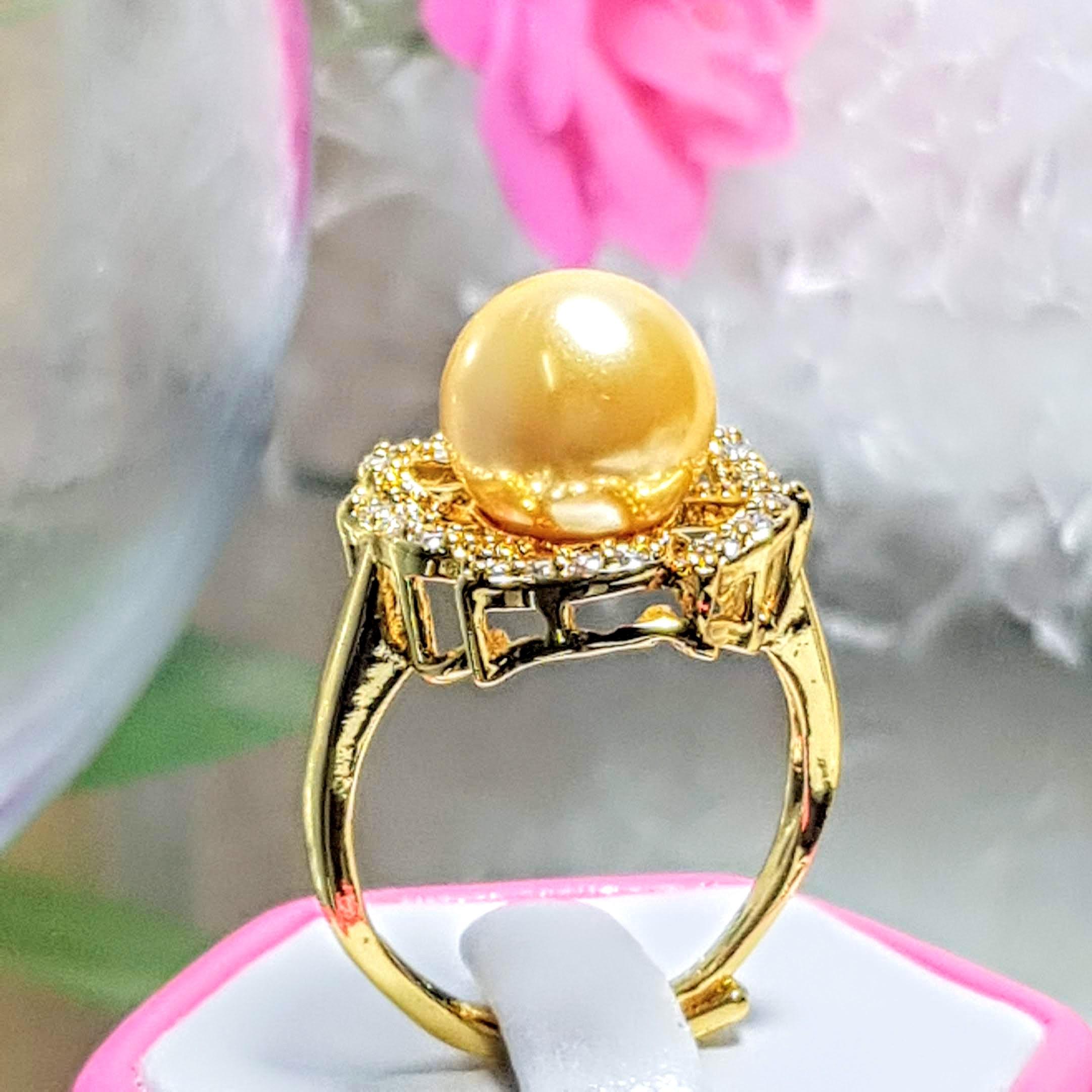 Nhẫn Ngọc Trai Cao Cấp, Sang Trọng - Hoa 6 Cánh - Trang Sức Cô Tấm - DIPHY RING PEARL - Bạc S925 Đính Đá Zircon