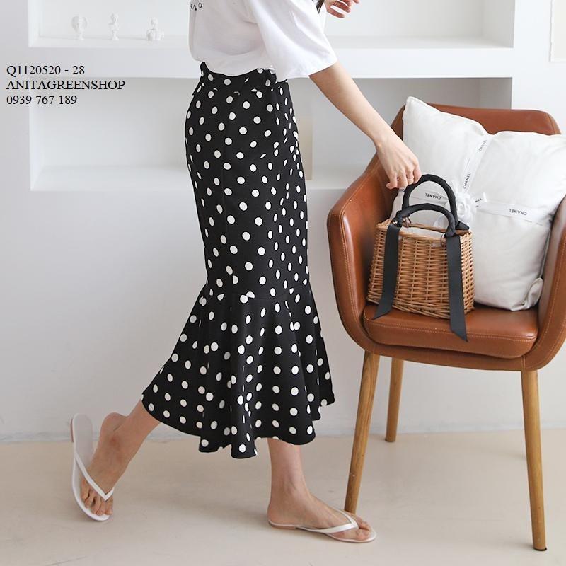 Q1120520 CHÂN VÁY ĐUÔI CÁ CHẤM BI