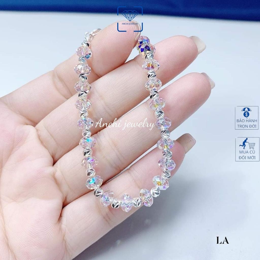 Vòng tay đá pha lê nữ bạc ý 925 cao cấp đeo cực cute - Anchi jewelry, quà tặng bạn gái