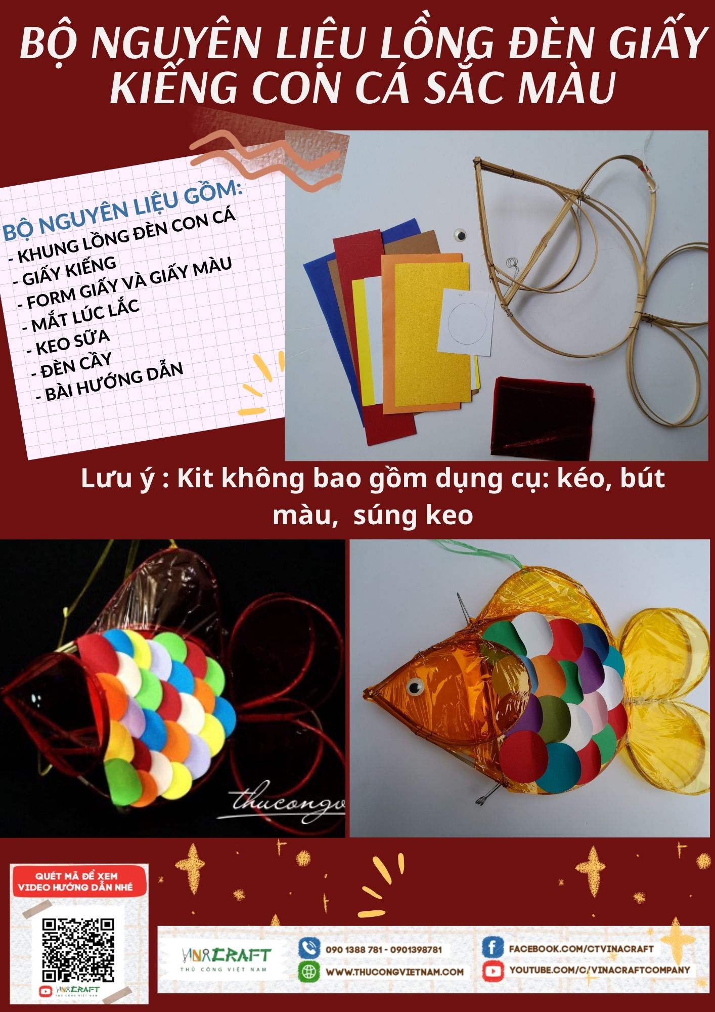 Bộ nguyên liệu làm lồng đèn giấy kiếng hình con vật