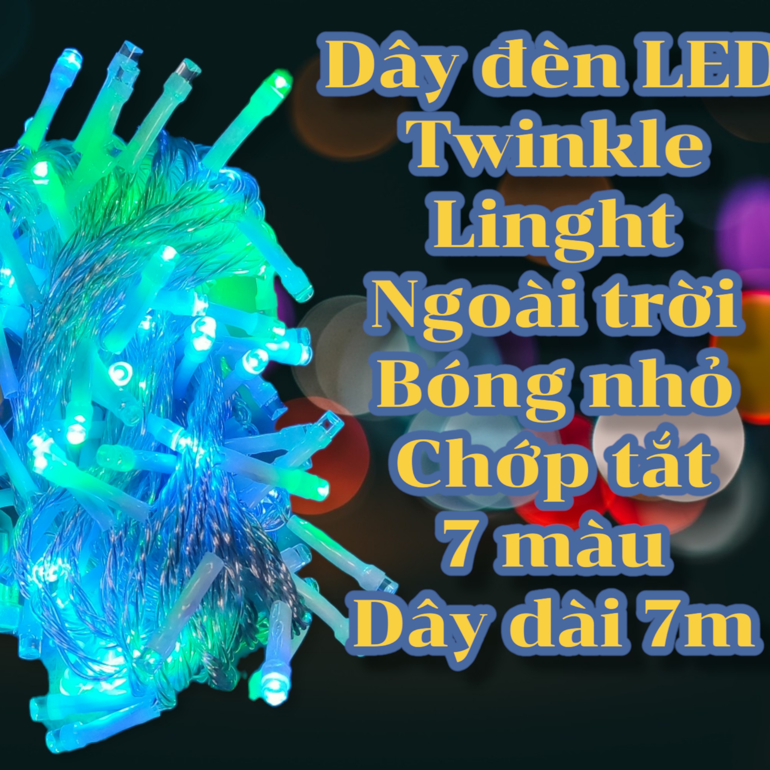 Dây đèn LED ngoài trời Twinkle Light - Dây dài 7M - Bóng nhỏ