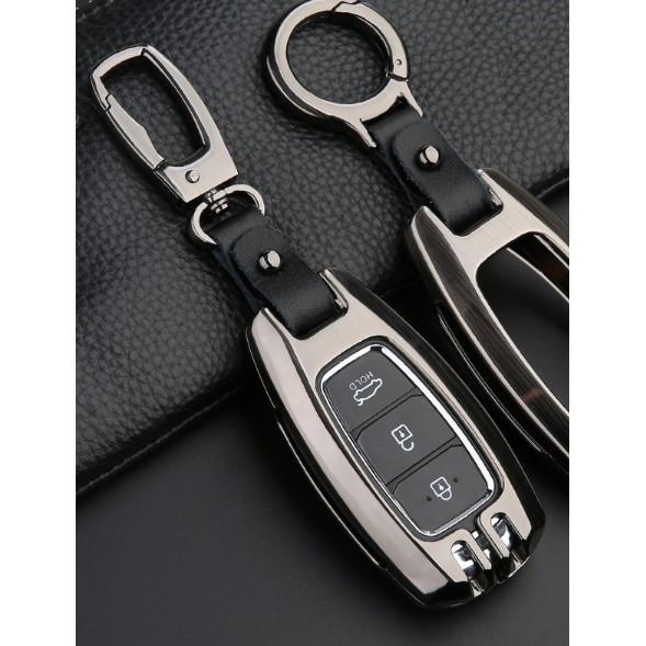 Ốp Chìa Khóa Hyundai Kona, Accent, Santafe Metal Siêu Sang Siêu Bền Bảo Vệ Smartkey