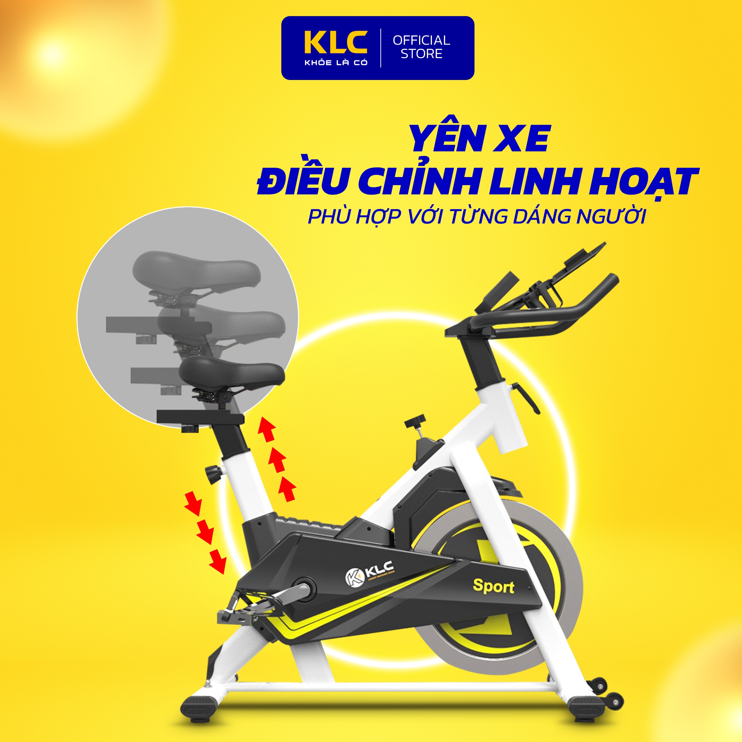 Xe đạp tập thể dục tại nhà KLC K-89 SPORT, điều chỉnh luyện tập theo ý thích, tăng cơ giảm mỡ hiệu quả, tăng cường sức khoẻ.