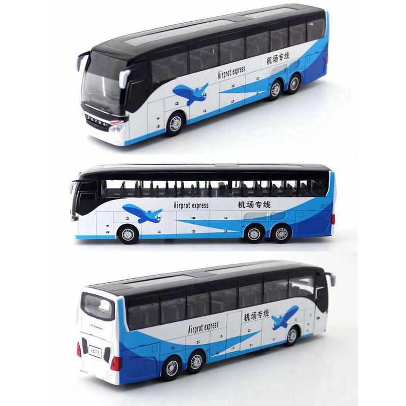 Mô hình xe bus chở khách hạng thương gia bằng hợp kim có nhạc và đèn mở được tất cả cánh cửa