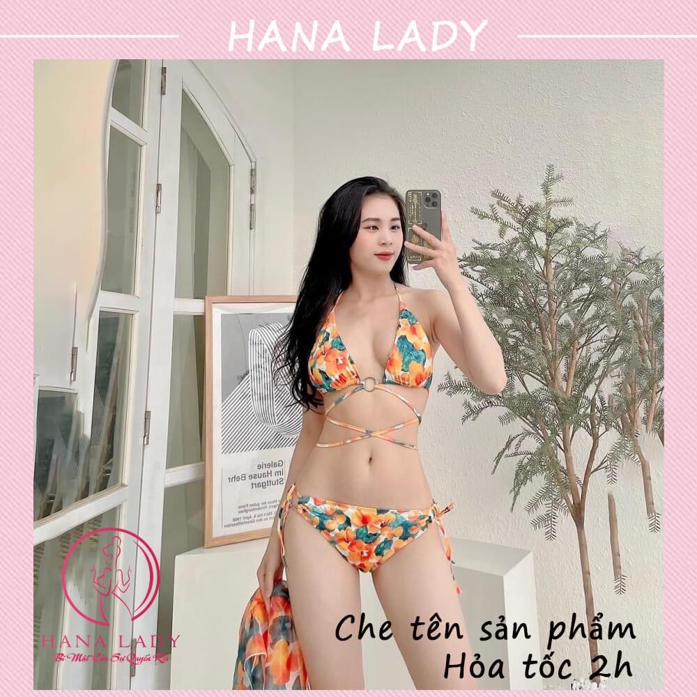 Bikini sexy 2 mảnh kèm choàng - Đồ tắm đi biển hoa hạ gợi cảm BN141