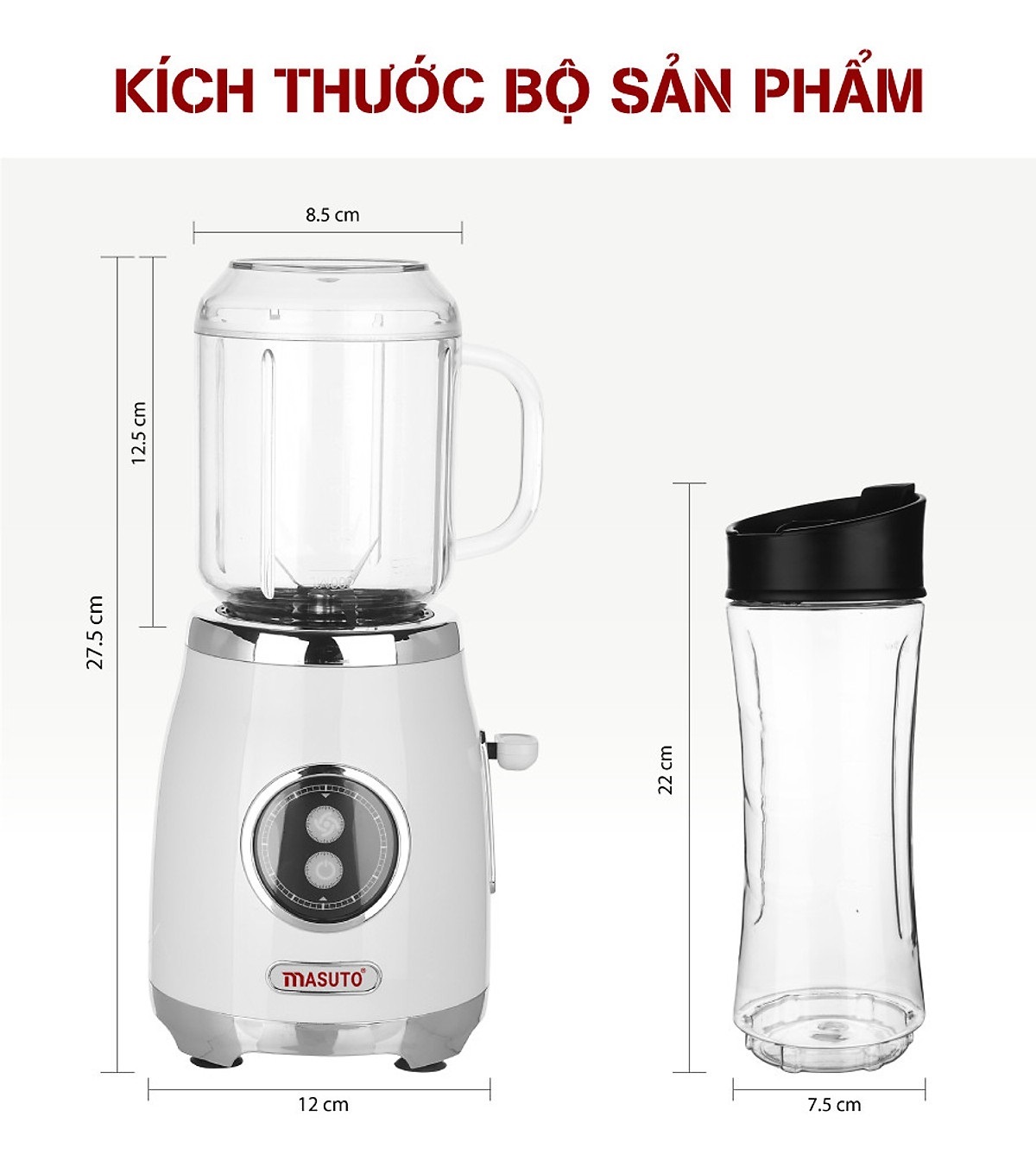 Máy xay sinh tố Sothing Masuto Blender BL399B 2 cối, công suất 300w- Hàng chính hãng