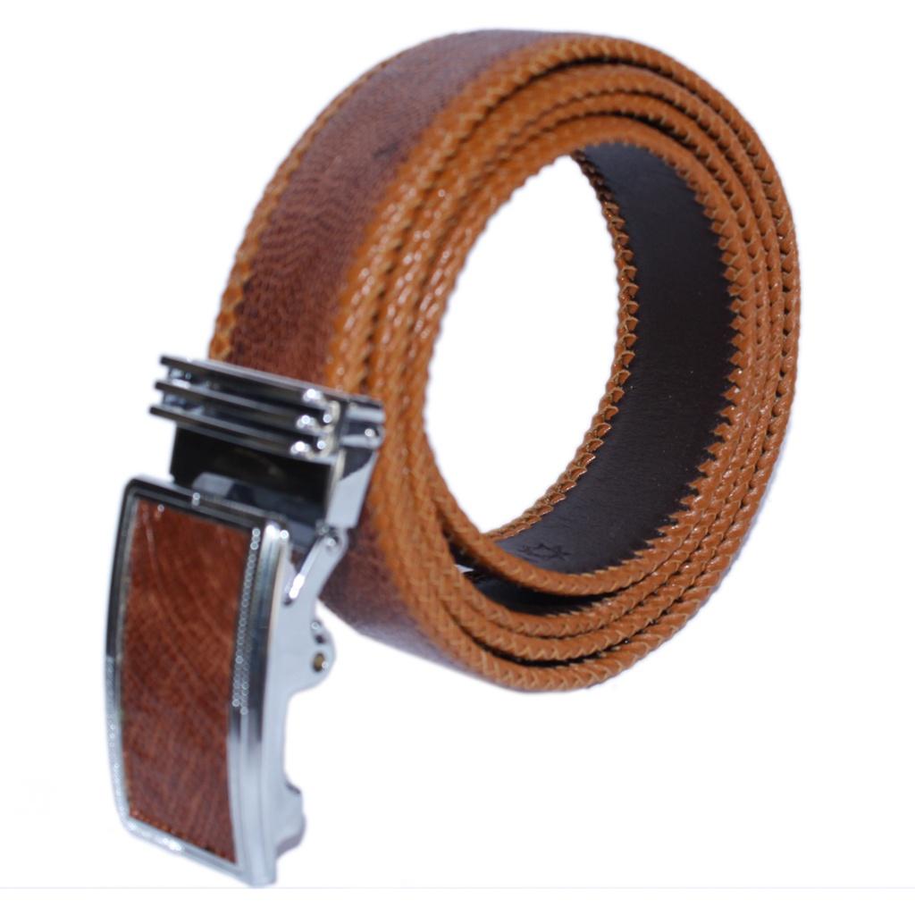 Thắt lưng nam da đà điểu Huy Hoàng đan viền 3,5P màu đen, nâu đất, vàng bò, nâu đỏ HT4456-60-64-68