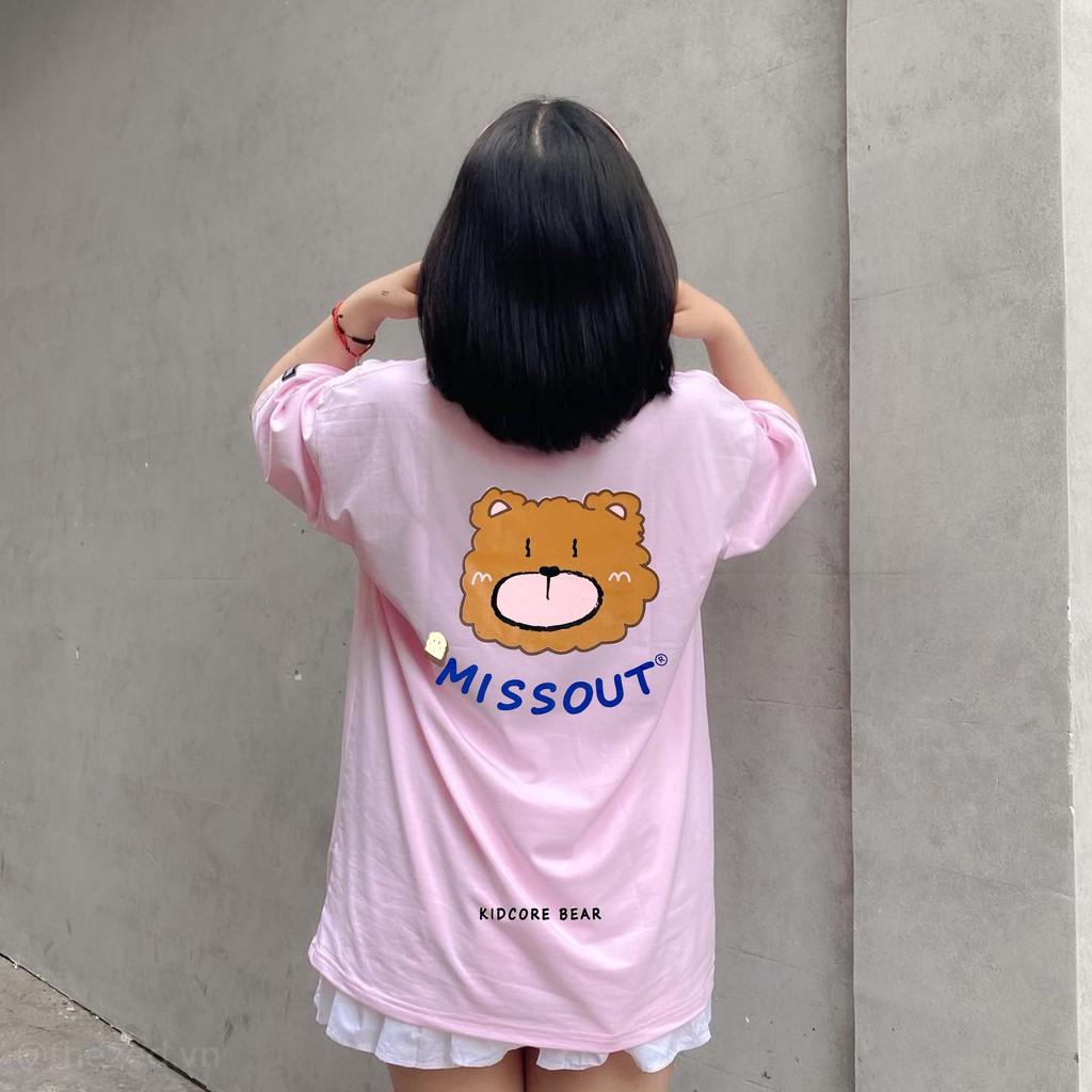 Áo thun tay lỡ MISSOUT GẤU phông Unisex nam nữ tee oversize form rộng pull Ulzzang Streetwear Hàn Quốc vải mềm