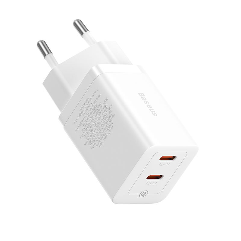 Cốc Sạc Nhanh Nhỏ Gọn OS-Baseus GaN5 Pro Fast Charger C+C 40W EU (Chân cắm tròn) (Hàng chính hãng)