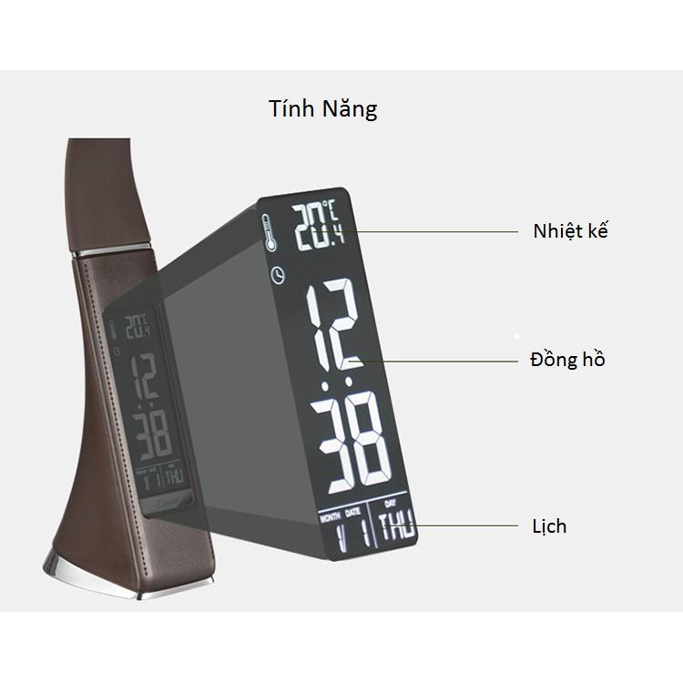 Đèn bàn chống cận cảm ứng tích hợp đồng hồ, lịch , nhiệt kế phong cách hiện đại-K1777