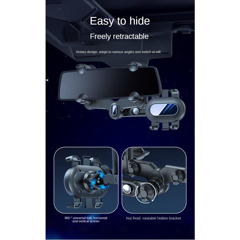 360° Giá Đỡ Điện Thoại Gắn Kính Chiếu Hậu Xe Hơi Thiết Kế Xoay Được Tiện Dụng