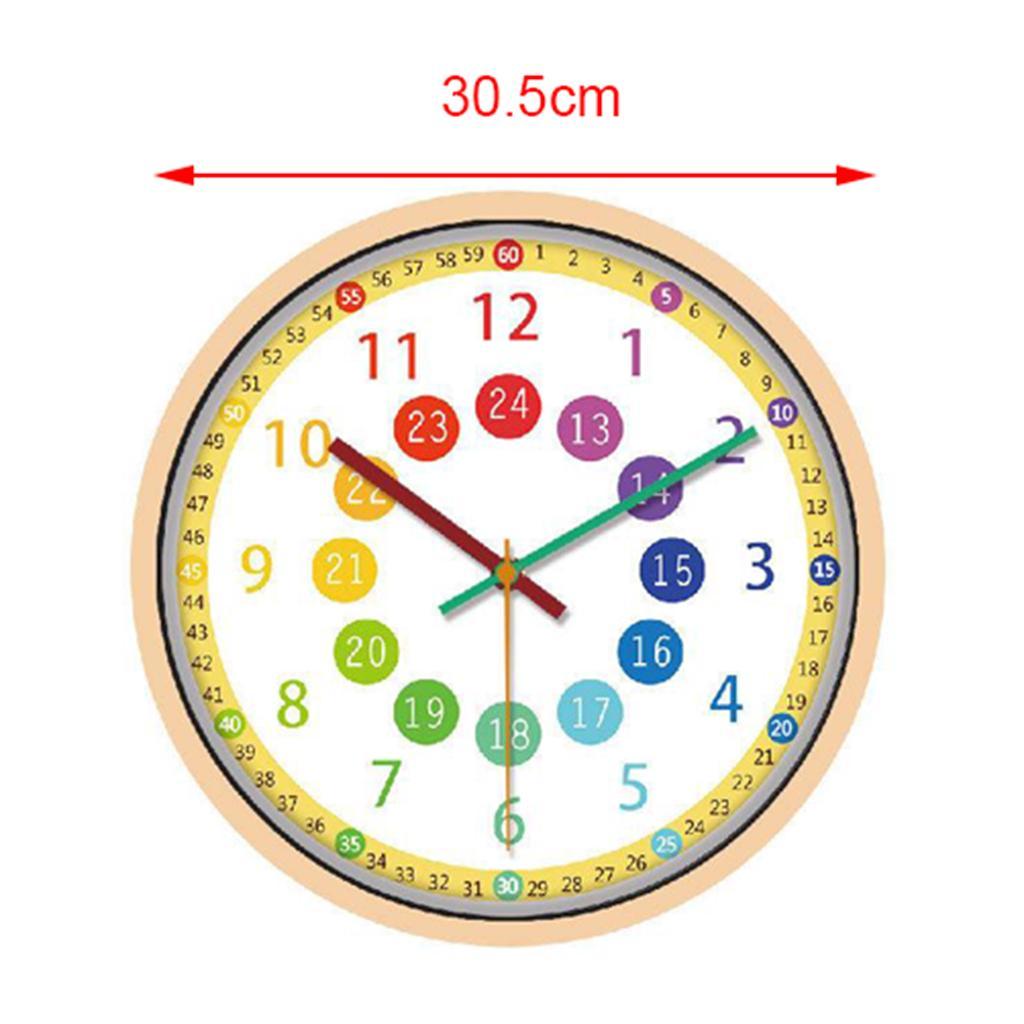 Wall Clock Kids Bedroom Battery Operated 12" Learning Clock Black Hands