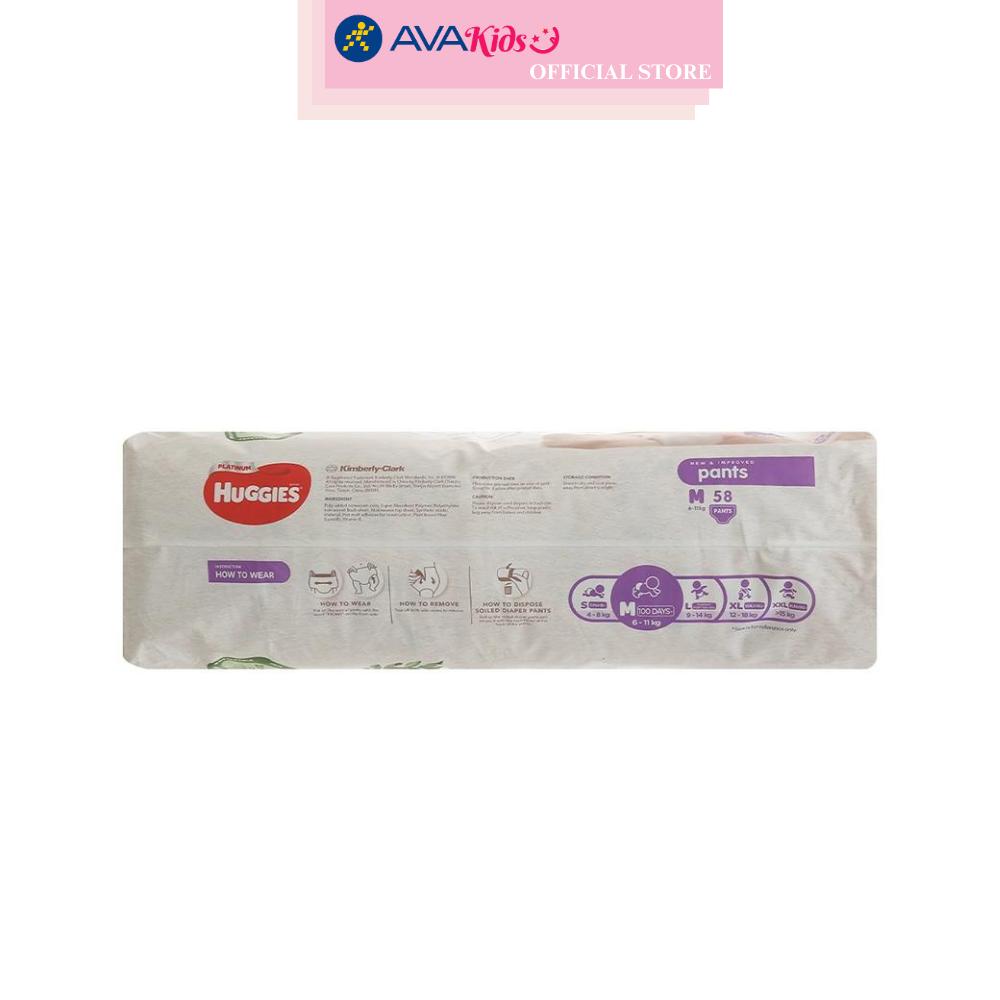 Tã quần Huggies Platinum nature made siêu cao cấp size M 58 miếng (6 - 11 kg)