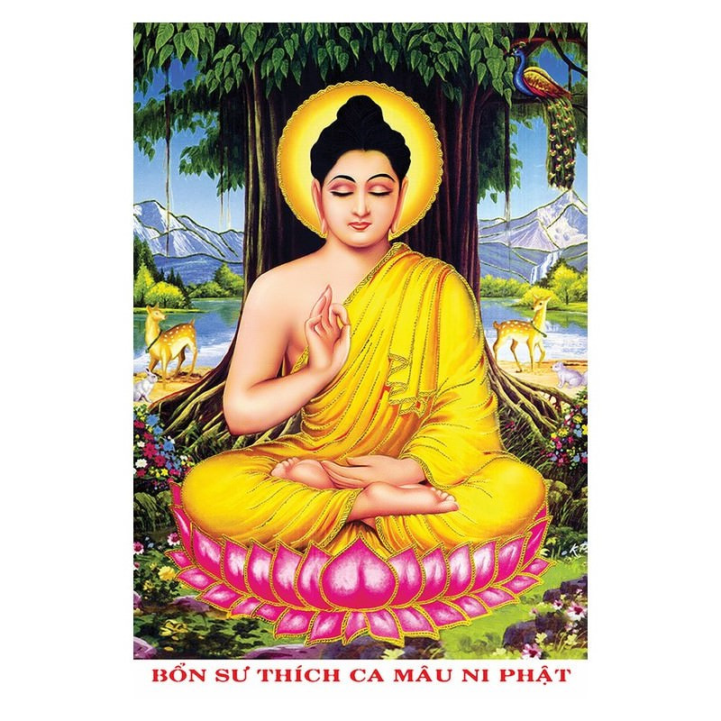 Tranh treo tường trang trí phòng thờ mẫu phật adida, phật tổ như lai, Tranh Phật Giáo Phật Thích Ca Mâu Ni 2042