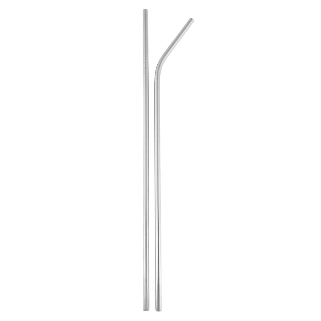 2pcs Stainless Steel Drinking Straw Sucker Straight Bent Set for Party Tumbler Glasses Tea Cup