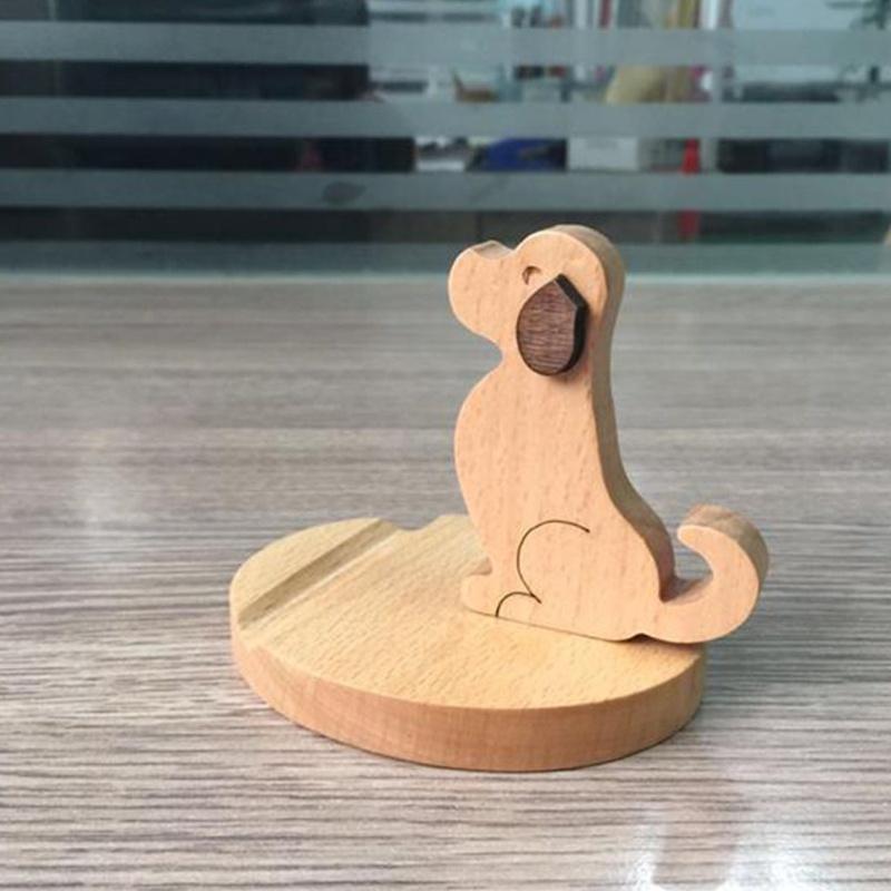 Giá đỡ điện thoại để bàn hình chú chó bằng gỗ dễ thương