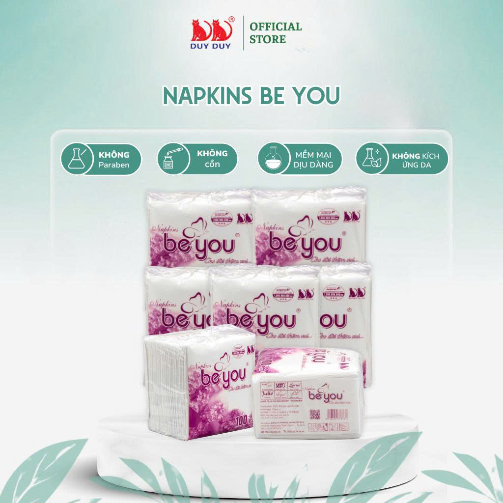 Giấy ăn Be You 100% bột giấy 100 tờ (31x31cm) lụa mềm siêu dai