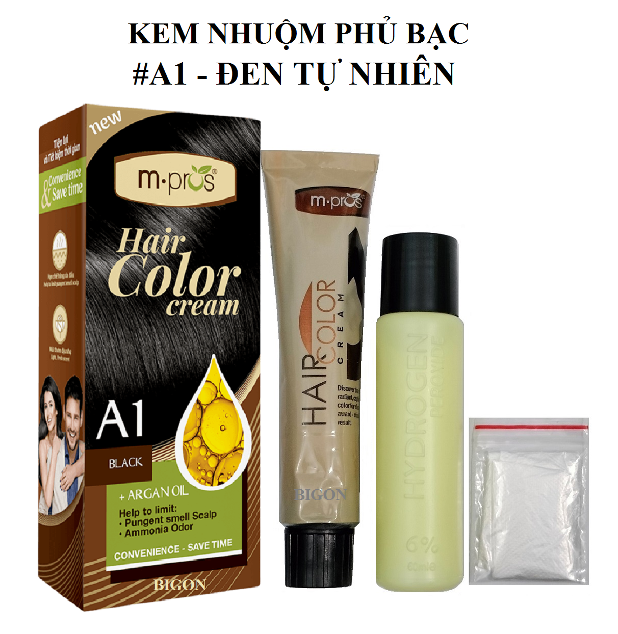 Kem Nhuộm Phủ Bạc M.Pros A1 -  Đen Tự Nhiên