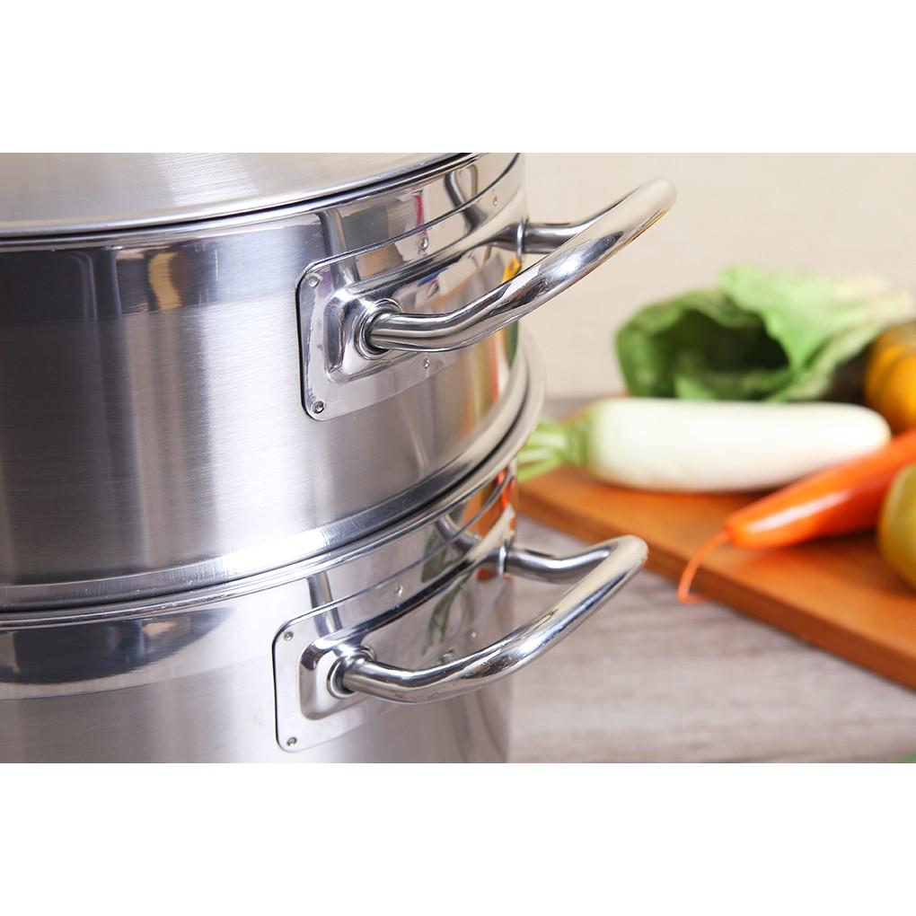 Bộ xửng hấp đáy từ cao cấp Fivestar standard inox 430 nắp kính size 30cm , tặng 1 muỗng canh