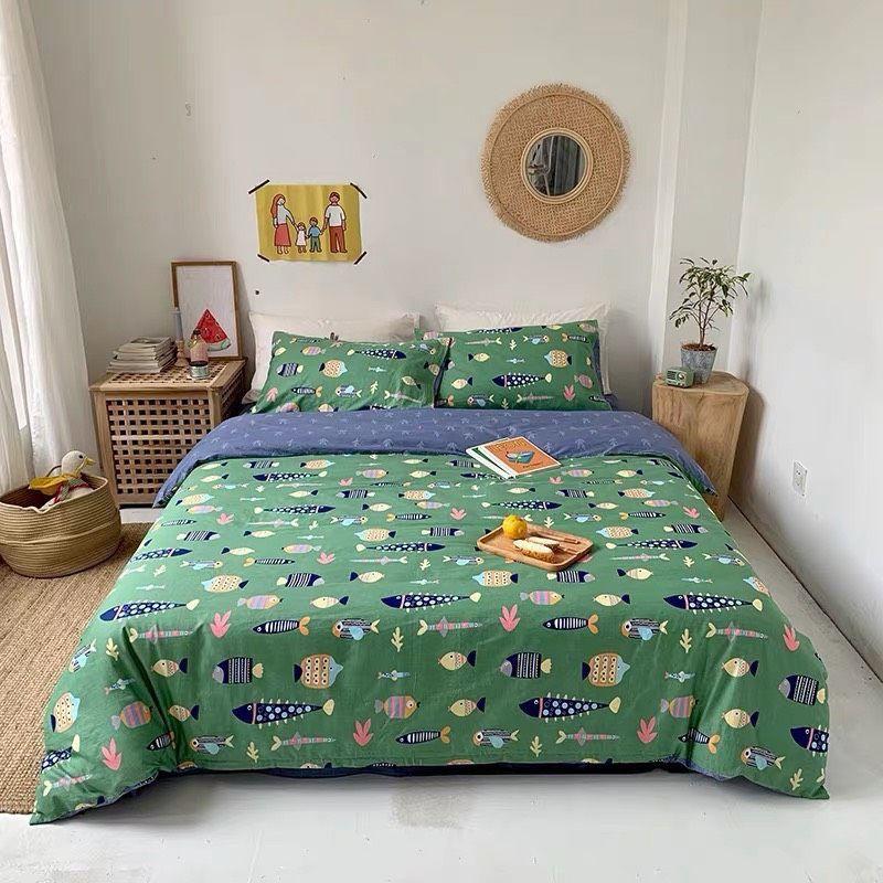 Sale Thanh Lý Bộ Chăn Ga Gối Cotton Poly Nhập Khẩu. Chăn Ga Phong Cách Hàn Quốc.