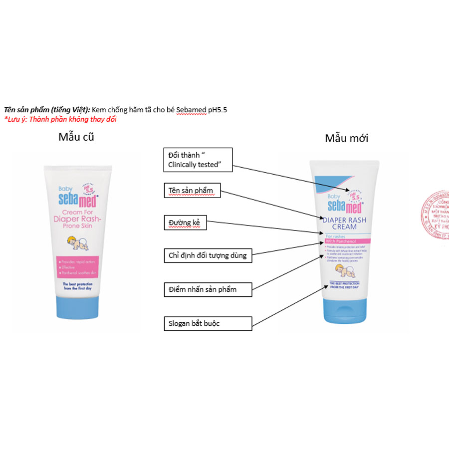 Kem Chống Hăm Tã Cho Trẻ Sơ Sinh Và Trẻ Nhỏ Baby Sebamed Diaper Rash Cream Ph5.5 Từ Đức Tuýp 50ml