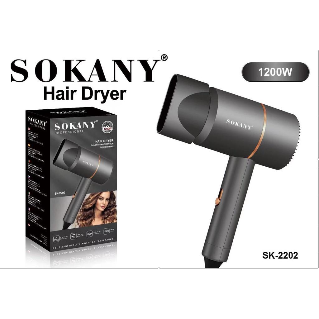 Máy sấy tóc mini cao cấp chính hãng Sokany, máy sấy tạo kiểu nóng lạnh công suất lớn chuẩn Salon 1200w