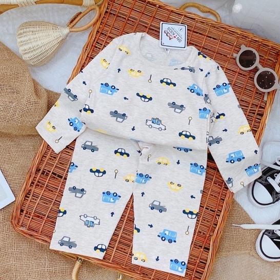 Bộ cotton dài tay bé trai 8-18kg mềm đẹp siêu nhân máy bay