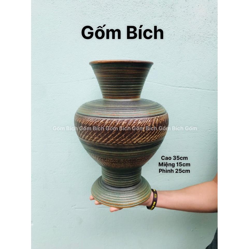 Bình Hoa Lọ Hoa Gốm Dáng Loa Kèn Mẫu Mới Men Mộc Gốm Sứ Bát Tràng - Gốm Bích