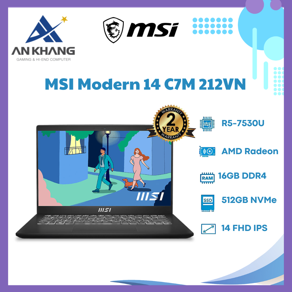 Laptop MSI Modern 14 C7M 212VN - Hàng Chính Hãng - Bảo Hành 24 Tháng
