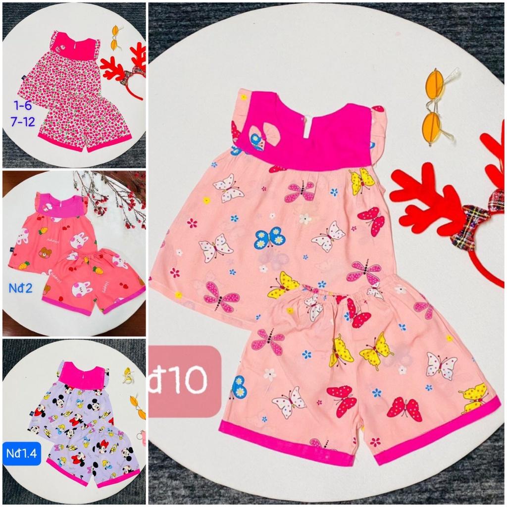 Bộ lanh bé gái 9m-5 tuổi sát nách in hình, Đồ bộ Tole cho bé nhẹ thoáng mát