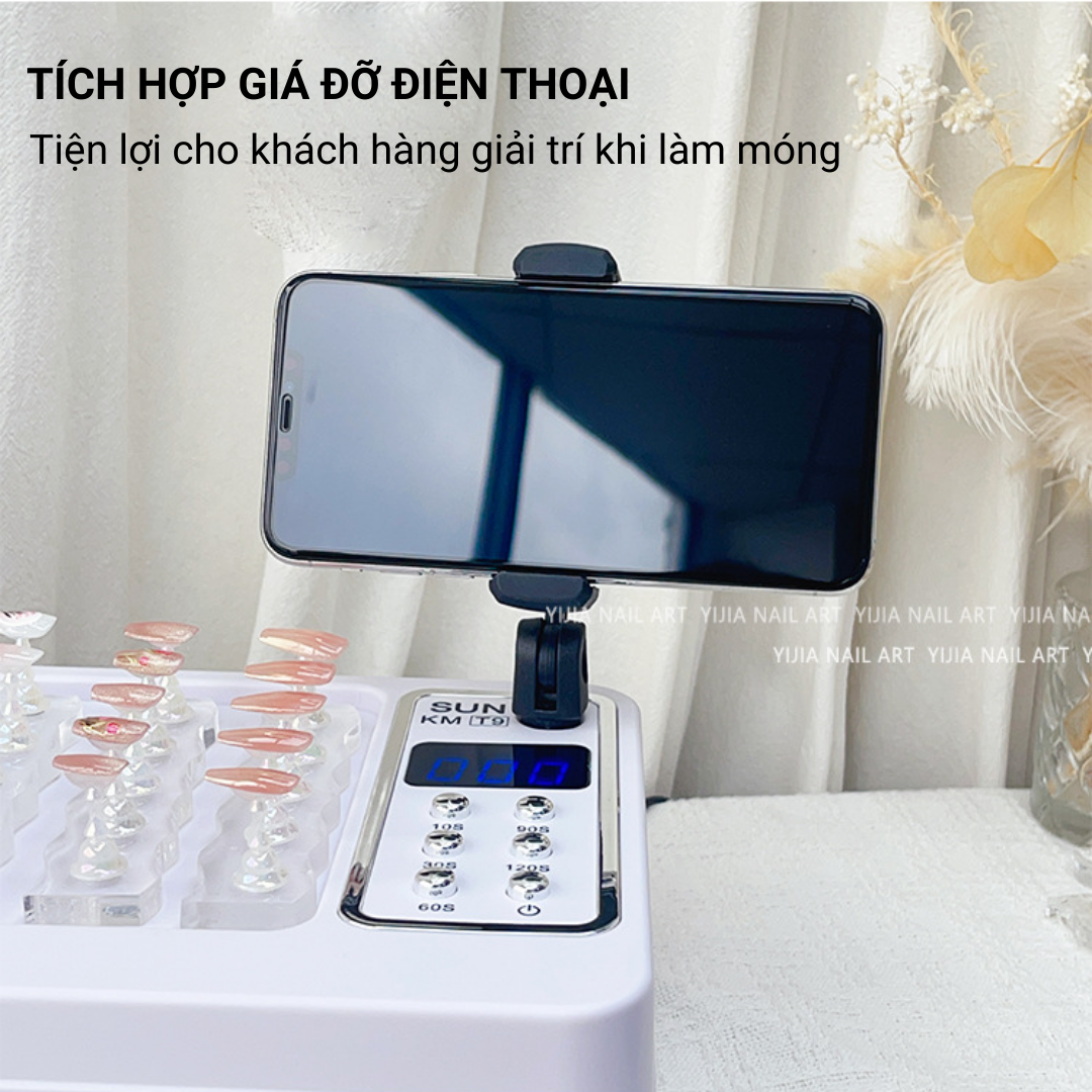 Máy Hơ Nail SUN T9, 78 Bóng LED/UV 96W, Máy Hơ Gel, Máy Hơ Móng Tay, Đèn Hơ Móng Khoang Rộng, Có Bệ Tì Tay