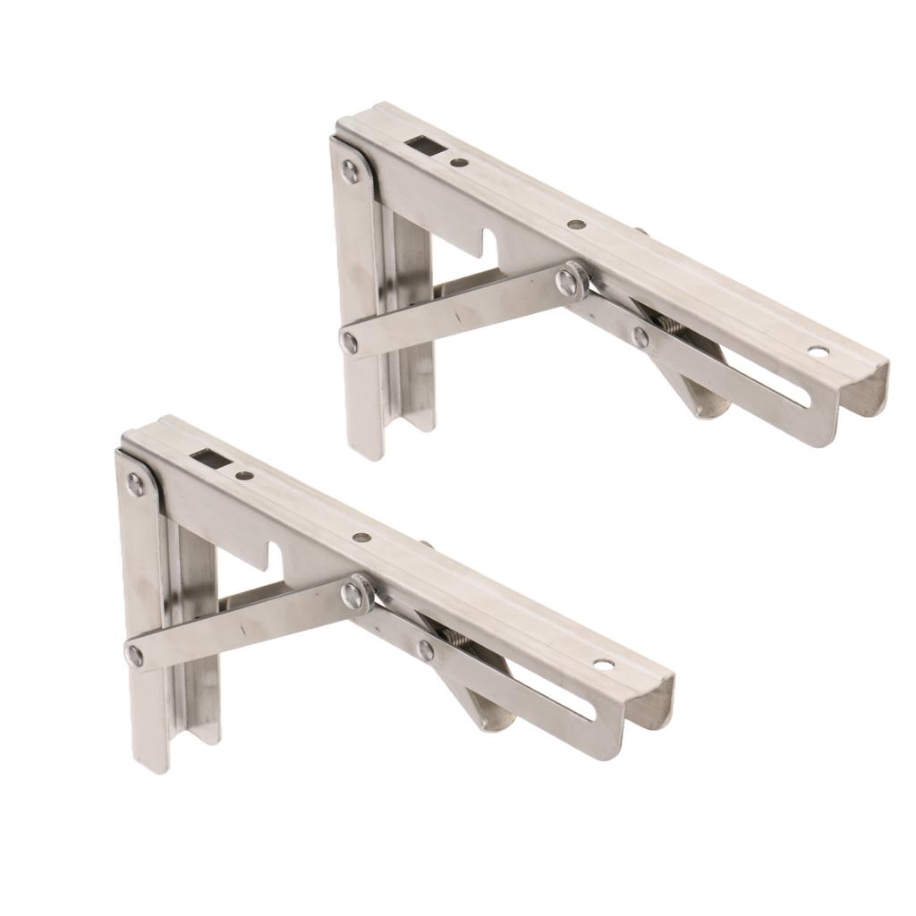 2Pcs Stainless Steel Foldable Shelf Bracket Rack Wall Hanging Holder
