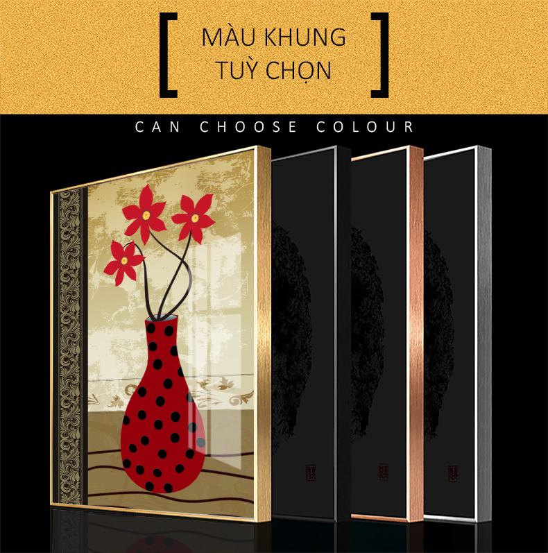 Tranh Canvas Sơn dầu Tĩnh vật Bình hoa nghệ thuật hiện đại. (Bộ 1 bức), Khung hợp nhôm chống ẩm, bền, đẹp, nhiều kích thước. Phù hợp nhiều không gian sang trọng