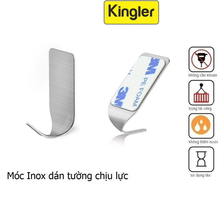 Móc Dính Tường, Móc Inox, Móc Dán Tường Siêu Dính, Móc Giá Rẻ, Treo Đồ Đa Năng Nhỏ Gọn, Tiện Dụng Gia Đình, Kingler 2001