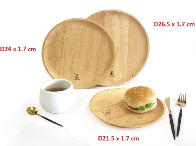 Bộ 3 cái Đĩa Gỗ Tròn Cao Cấp, Họa Tiết Bền Đẹp Sang Trọng, dùng để đồ ăn các loại, decore, trang trí bàn ăn - Gỗ Đức Thành