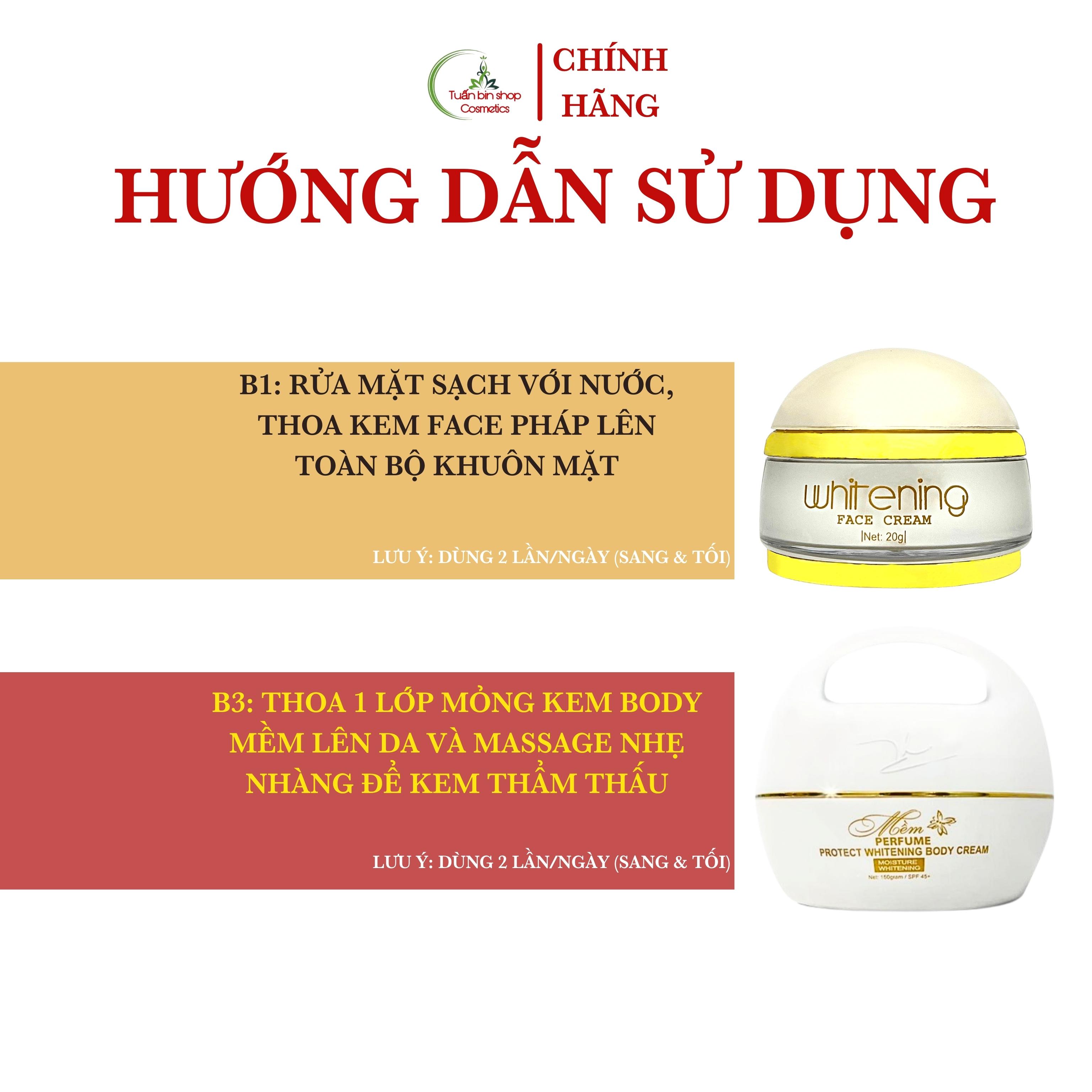 Bộ kem dưỡng trắng da mặt và da body Acosmetics, kem face pháp, kem body mềm 170g