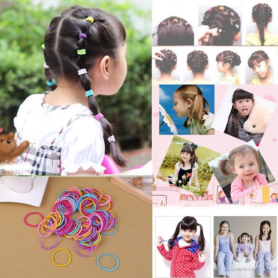 Túi 100 dây cột tóc nhiều màu sắc cho bé gái phong cách Hàn Quốc