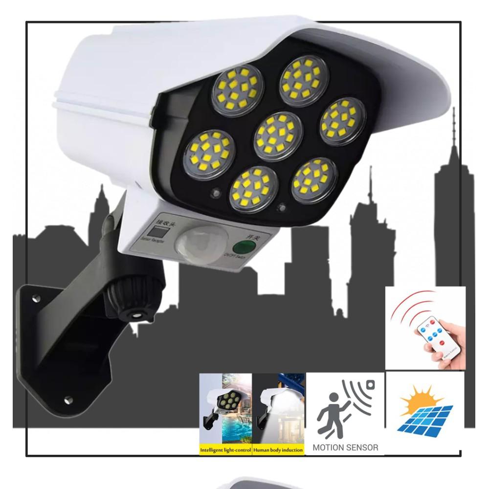 Đèn năng lượng mặt trời giả camera tự động BẬT TẮT chống trộm chống nước ip67. có điều khiển cảm biến chuyển động