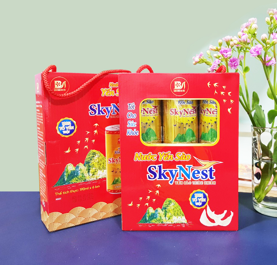 [Hộp quà đứng 6 lon x 190ml] Nước Yến Sào SkyNest 3% Tổ Yến thật, Giải khát nhanh gọn, Tốt cho sức khỏe