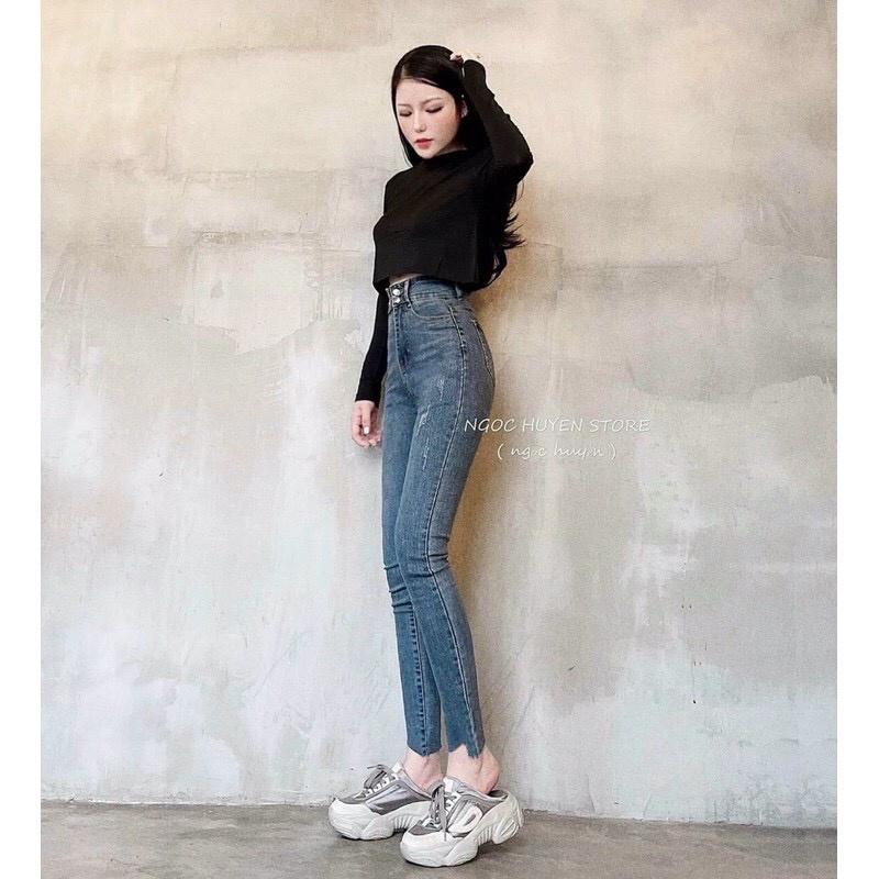 Quần jean nữ đẹp lưng cao đẹp ôm dáng cao cấp xuất Hàn Quốc Q619