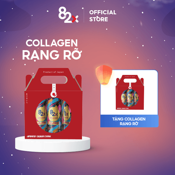 82X SET QUÀ KAKEMONO &quot; RẠNG RỠ &quot; pack 3 lon - Nước uống giải khát chứa Collagen 0ckal đến từ Thái Lan 245ml/lon.