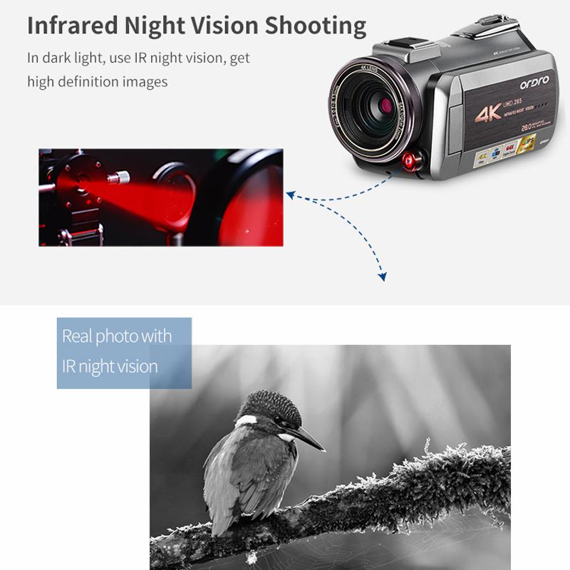 Ordro AZ50 Video Camera quay phim 4K Professional 64x Digital Zoom Zoom IR Night Vlog Camara Filmadora cho video YouTube