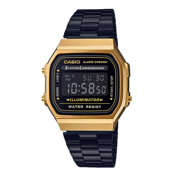 Đồng Hồ Casio Unisex A168WEGB-1BDF Chính Hãng - A168WEGB-1B