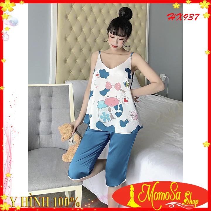 Đồ Bộ Nữ Mặc Nhà Đồ Bộ Mặc Nhà Lụa Satin 2 Dây Quần Lửng