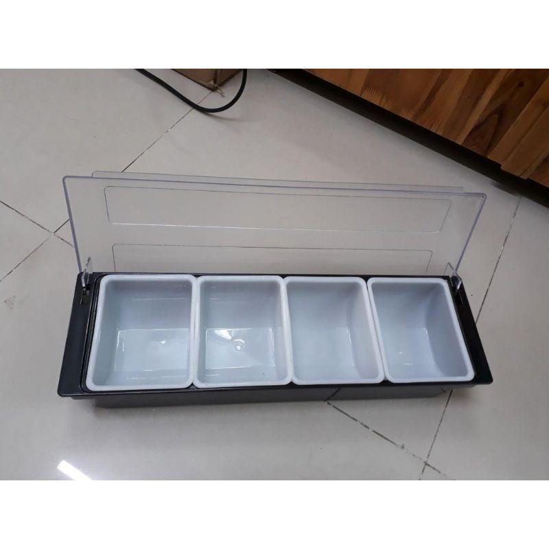 Khay topping 4 ngăn dụng cụ pha chế tổng