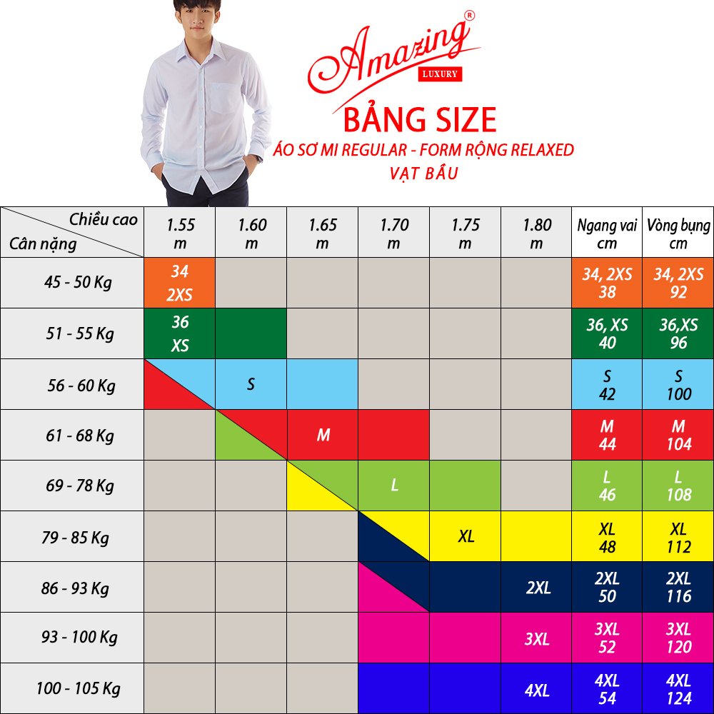 Áo sơmi nam trung niên form suông, thời trang công sở Amazing, chuẩn size, đủ màu sắc, big size, dài tay